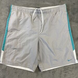 Nike Swim Shorts Mens S-35 Gray Beach Geometric Athletic Board Trunks Lined 18"